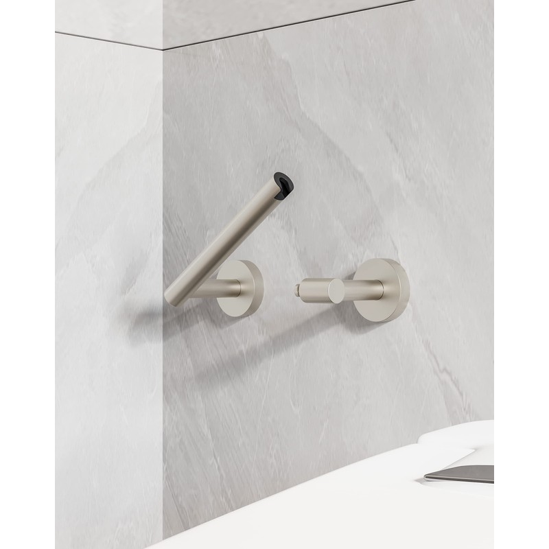 Ruacq Toilet Paper Holder Brushed Grey Double Post Pivoting Round