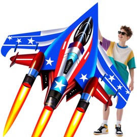 YFAFENGS Fighter Jet Kites for Kids & Adults - Durable Airplane Kites for Boys Ages 8-12 & 4-8 with Kite String Reel, Easy Fly Large Outdoor Kite for Beach & Park Activities(Blue)
