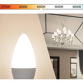 E12 Candelabra LED Bulbs 4000K Daylight Ceiling Fan Light Bulb Hansang 6W, 60W Equivalent, Type B Light Bulb for Chandelier, C37 600LM,No-Dimmable 6 Pack