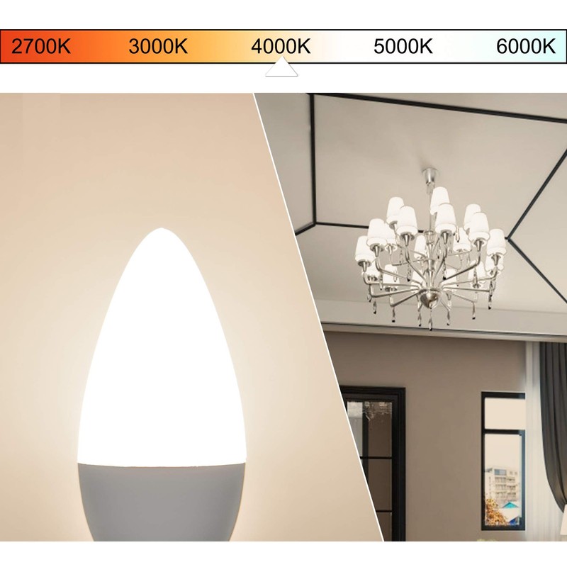 E12 Candelabra LED Bulbs 4000K Daylight Ceiling Fan Light Bulb