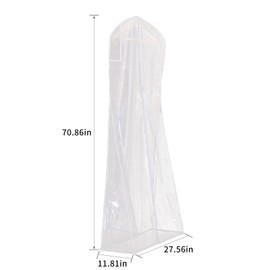 BAG WIZARD Wedding Dress Garment Bags for Hanging Clothes Dress Bags for Gowns Travel, Clear, 72” Long