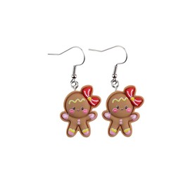 Christmas Earrings for Women Funny Christmas Trees Santa Claus Gingerbread Dangle Drop Earrings Colorful Christmas Earrings Cute Festive Jewelry Gifts for Women(Gingerbread)