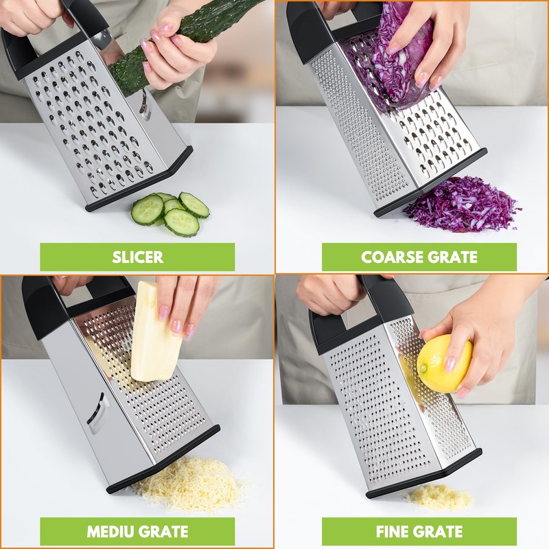 Urbanstrive Cheese Grater With Container Box Grater Stainless Steel Graters