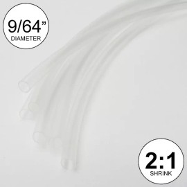 Salipt 9/64" ID Clear Heat Shrink Tube 2:1 ratio wrap (6x9" = 4 ft) inch/feet/to 3.5mm