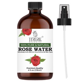 Rose Water 4 fl oz (118 ml) Organic Refreshing Rose Water Spray for Face & Skin Hydration, Pure Rosewater for Hair & Makeup Setting Spray, Reduce Eye Puffiness, Dark Circles & Redness, Huge 4 oz
