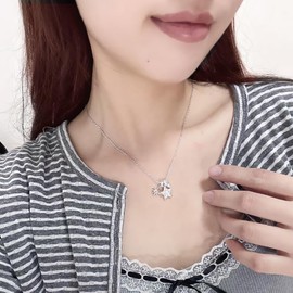 Kawaii Cutecore Y2k Cute Star Necklace for Women Dainty 925 Silver Choker Necklaces for Women Silver Star Ring Circle Pendant Charm Choker Bling Tiny Grunge Preppy Chain 2000s Jewelry Everyday Wear (01)