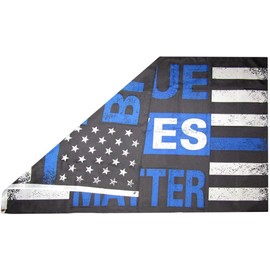 Generic 3x5 Blue Lives Matter Thin Blue Line 100D Woven Poly Nylon 3'x5' Flag (RUF), Black/Blue/White