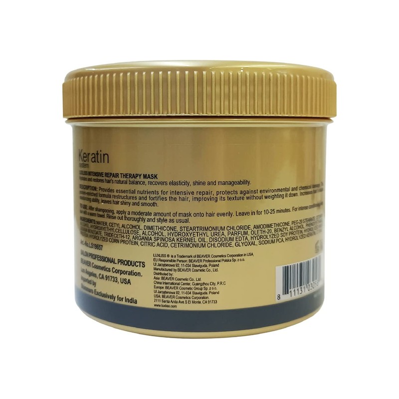 Luxliss Keratin Intensive Repair Therapy Hydrating Hair Mask for Dry
