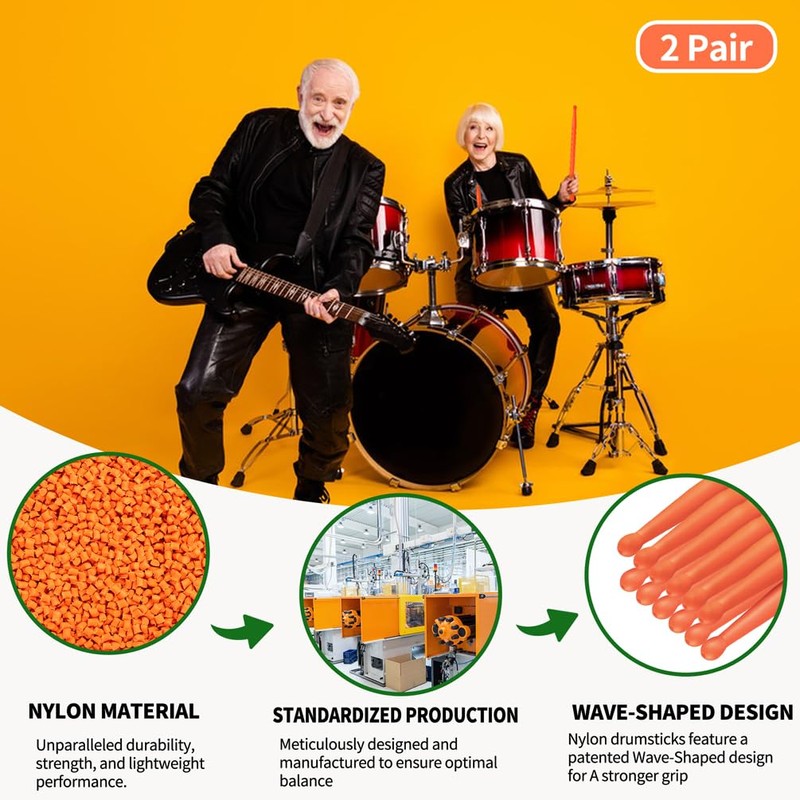 Drum Sticks 5A Drumsticks (2Pack-Orange)