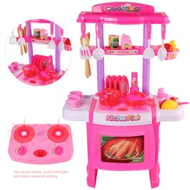 Kitchen Cooking Stove Oven Kids Toy Kit With Sound Light Chef Pretend Playset
