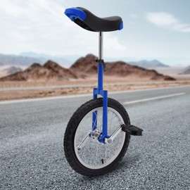 SHIOUCY 16 Inch Wheel Unicycle with Steel Rim Outdoor Sports Fitness Exercise Unicycle, Adjustable Height 26'' to 31'', for Office Workers, Students, Cycling Enthusiasts (Blue)