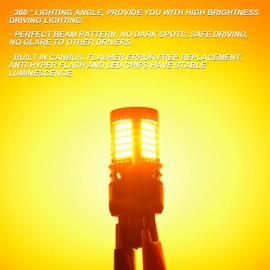 NATGIC Amber 1156 P21W LED Bulb Yellow Canbus Error Free Turn Signal Light BA15S Led Built-in Resistor No Hyper Flash No Error For Blinker Light Indicator Light Side Marker Light 2000Lm 21W(Pack Of 2)