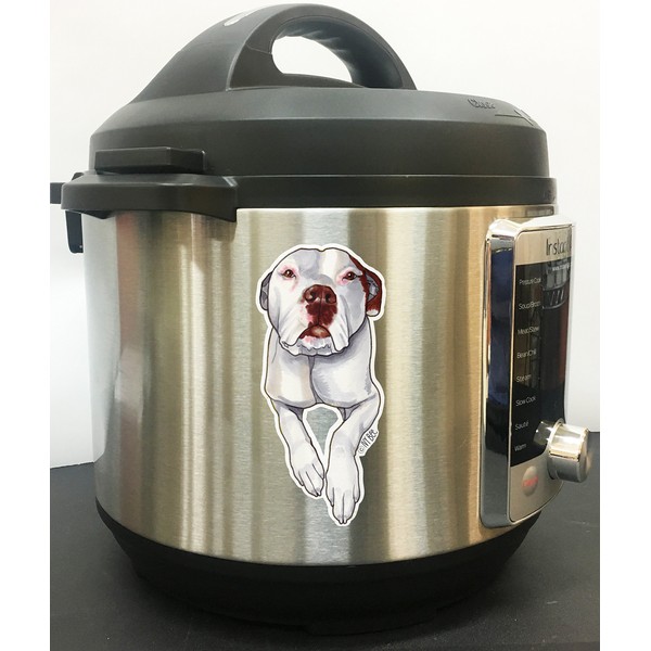 White Pitbull Art Full Color Vinyl Decal For Instant Pot
