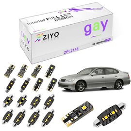 ZIYOLIGHT PL2145A - LED Interior Light kit Replacement for Lexus GS300 GS400 GS430 1998-2005 + License Plate Light Bulbs Package, White Dome Lights Upgrade (17 Bulbs)