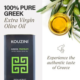 Kouzini Greek Premium Extra Virgin Olive Oil, 3 Liter Tin, Cold Pressed, Single Origin, Rich Flavor & Aroma