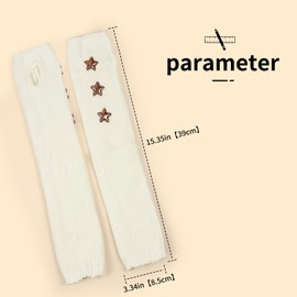 Feelorna Women's Arm Warmers, Y2K Cute Knitted Gloves Stretchy Long Fingerless Gloves Winter Warm Arm Sleeve with Thumb Hole (White)