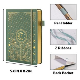 Bullet Dotted Journal Notebook, 160gsm Thick Numbered Paper, A5 Hardcover Dotted Grid Diary for Women and Men, Work, Writing, Bullet Journaling, Drawing