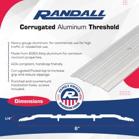 6" Wide x 1/4" High Fluted Aluminum Threshold (3 FT Long)
