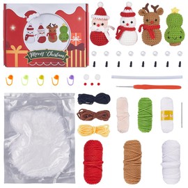 SUNNYCLUE Christmas Crochet Kit Crochet Starter Kit Knitting Beginner Kits Winter Snowman Crocheting Kit with Step by Step Video Tutorials Crochet Kits for Adults Women Holiday DIY Crafts Gift
