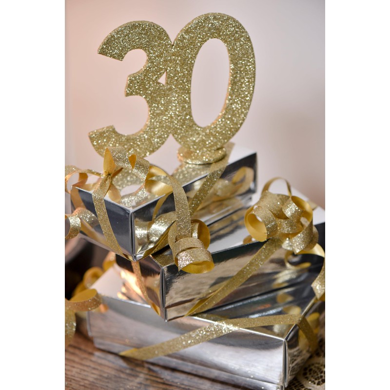 Gold Glitter Number 60th Birthday with Stand