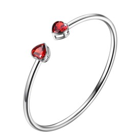 beautlace January Birthstone Adjustable Bracelets Silver Plated Birth Stone Open Double Heart Bracelets Birthday Gifts Jewelry for and Women KB0018J