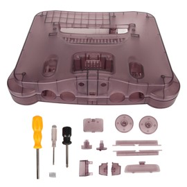 for N64 Translucent Case Replacement Retro Video Game Console Protective Shell Rose Purple