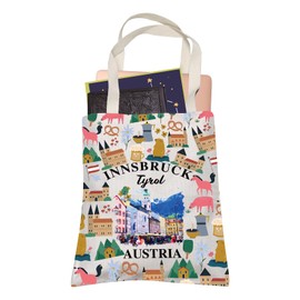 LEVLO Innsbruck Canvas Tote Bag Austria Souvenir Gift Tyrol Travel Shopping Bag for Women (Innsbruck Tyrol)