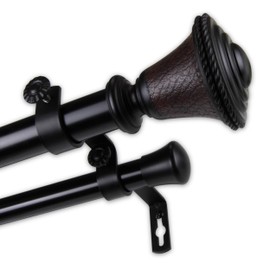 Rod Desyne 1" Kingsley Double Curtain Rod, 28-48", Black