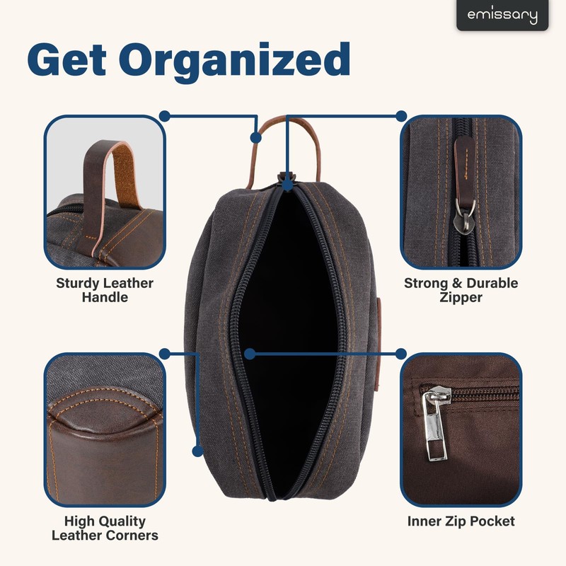 emissary Toiletry Bag for Men, Canvas Travel Toiletry Bag Men's