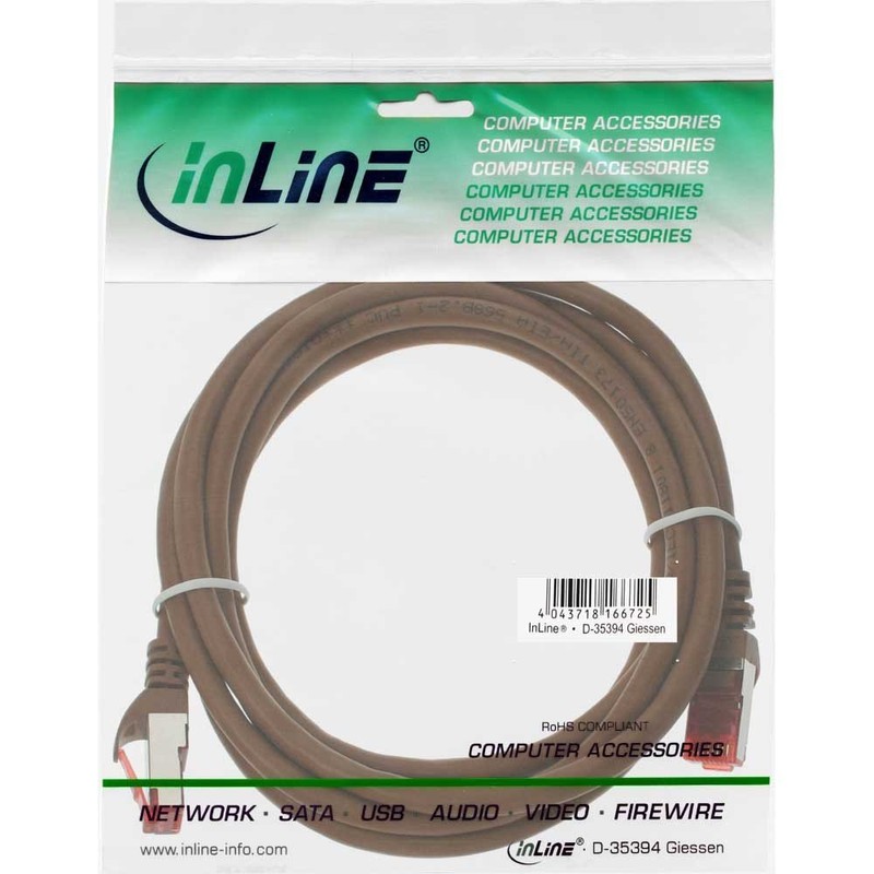 InLine Patch cord, InLine, S-STP/PiMF, Cat. 6, brown, 0.5m
