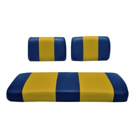 Seat Cover Replacement for Club Car Carry Golf Cart - Front Or Rear Bench Seat - Premium Marine Vinyl - 5 Panel Stitching - Staple On Installation - Two-Tone Golf Cart Seat Covers (Blue & Gold)