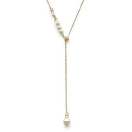JewelVOX Necklace, Long Necklace, Y-Shaped, Pearl Chain, Hypoallergenic, Adult, Fashionable, Brass, nickel free, pearl