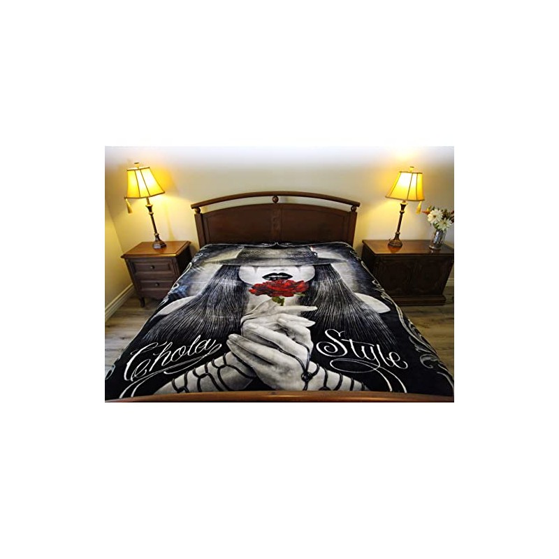 Plush Throw Blanket - Chola Style - Queen Bed 79"x