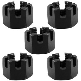 Hordion 5Pcs M16x1.5mm Hexagon Slotted Nuts, Grade 4.8 Carbon Steel Hex Castle Nut for Car Moto Mechanical Equipment Furniture Fasteners, Black