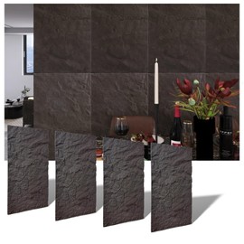 Eazart Modern 3D Wall Panels - Faux Stone Look, Waterproof PU Wainscoting for Interior Wall Decor - 4 Pack, 43.31 x 23.62 inches (Grey)
