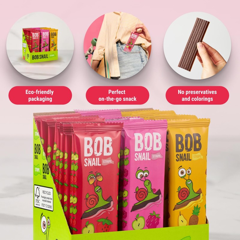 BOB SNAIL Healthy Organic Fruit Snacks for Kids and Adults