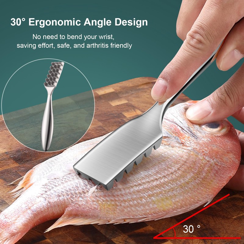 SUCCFLY Fish Scaler Set, Premium Fish Descaler Tool, Stainless Steel