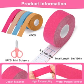 4 Rolls Anti Wrinkle Tape Wrinkle Patches, 2.5cm x 500cm Anti Wrinkle Patches,Face Eye Neck Lift Tape,Multifunctional High Elasticity Forehead Frown Facial Lip Mouth WrinklesSticker Chin Strap
