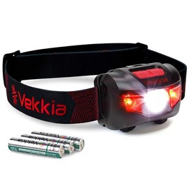 Ultra Bright LED Headlamp-5 Lighting Modes,White & Red LEDs Head Lamp, Camping Accessories Gear. IPX6 Waterproof Headlight for Running,Cycling,Fishing,Hiking,Repairing. Batteries Included - Color: Black, Quantity: 2