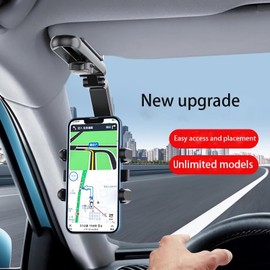 JAlanlan Auto-Sonnenblenden-Handyhalterung, multifunktional und Universal um 360° drehbare einziehbare Rückspiegel handyhalterung Auto Spiegel, Auto telefonhalter passend für alle Handys