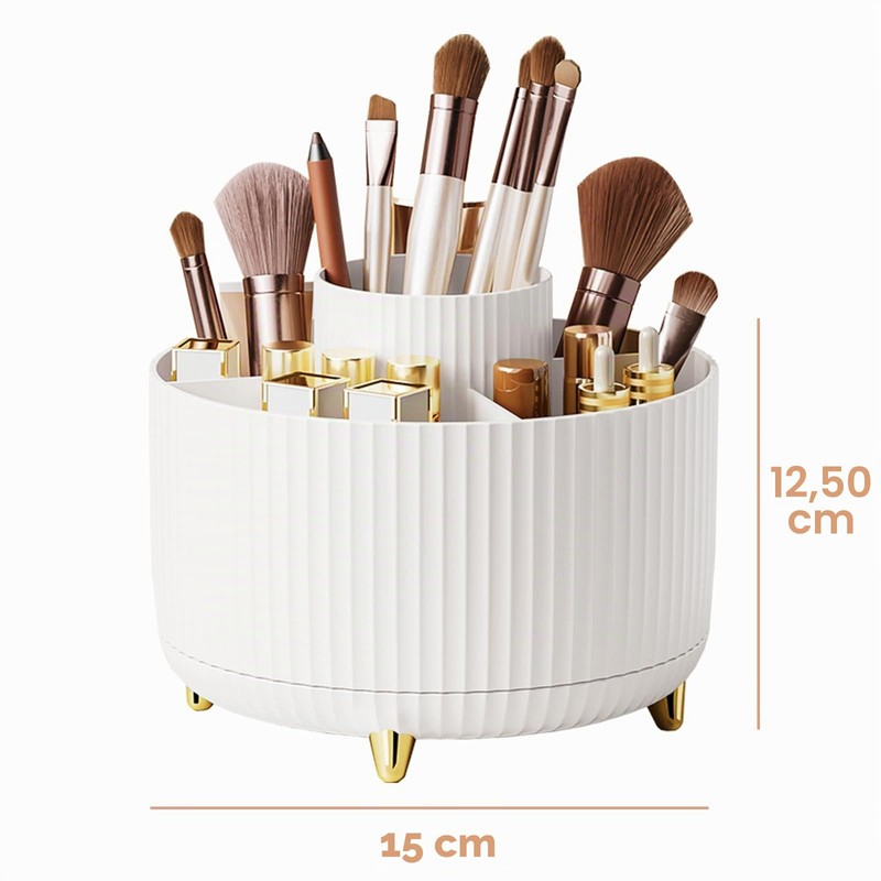 fanado 360° Rotating Makeup Organizer Makeup Brush Holder 5 Compartments