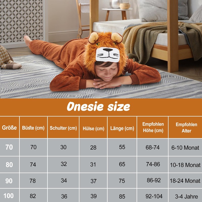 ATOWORLD Lion Costume Children's Baby 74 80 86 Lion Costume