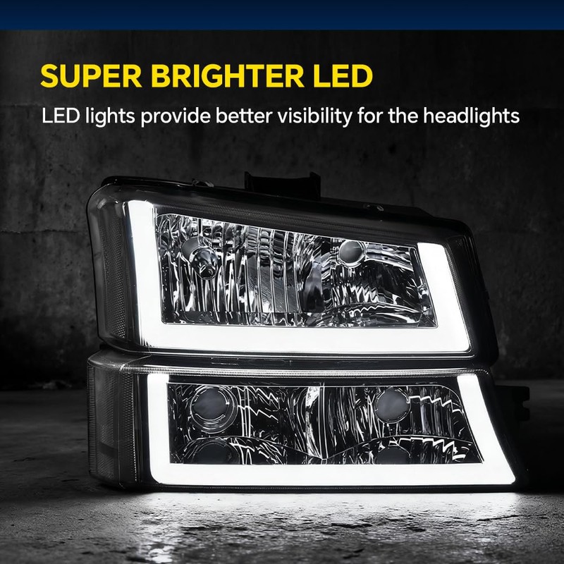 LQI LED DRL Headlights Assembly Compatible with Chevy Silverado Avalanche
