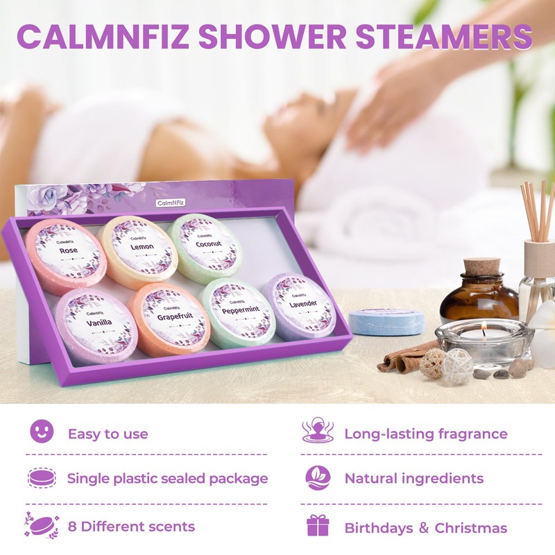 Shower Steamers 8 Pack Set Shower Bombs Tablets in Purple