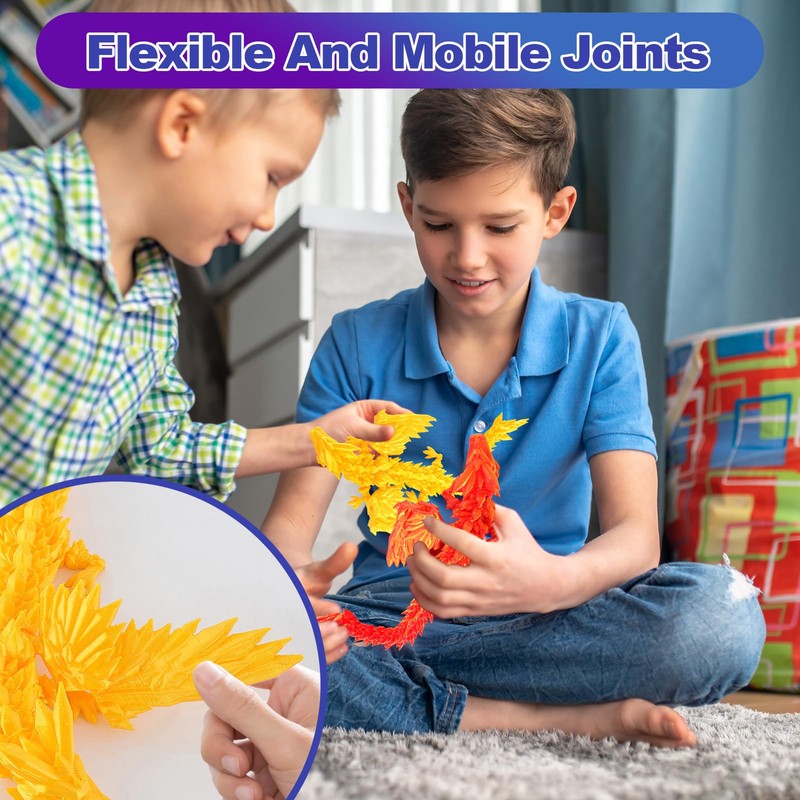 TAIHOBO 4PCS 3D Printed Dragon Toys, 3D Dragon Fidget Toy,