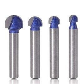 Mesee 4 Pieces Cove Core Box Router Bit Set Industrial Grade Round Nose Groove Router Bits Woodworking Milling Cutter Tool, 1/4-Inch Shank