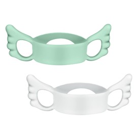 Silicone Baby Bottle Handles, 2PCS Bottle Handles for 2.36-2.76" Wide-Neck Bottles, Baby Bottle Handles has Easy Grip Handles, Easy Carry Handle Lightweight Bottle Handle(Green/White)