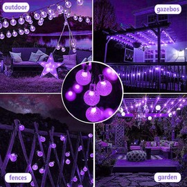 Lezonic Solar String Lights Outdoor, 50LED 7M/23Ft Solar Fairy Lights, 8 Modes Solar Garden Lights Waterproof for Home Garden Patio Yard Porch Wedding Party Decorations(Purple)