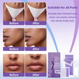 50PCS Wax Strips for Hair Removal,Waxing Strips,Wax Strip for Face Arms Legs Underarm,Facial Wax Strips,Facial Hair Removal,Gentle Solution for Delicate Skin,Suitable for Face/Legs/Underarms/Bikini