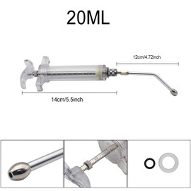 2Pcs Clear Reusable Goats Syringe Pet Feed Water Filler with 2 Drench Nozzle, Adjustable Dosage Drench Gun Syringe for Bird, Cattle, Sheep, Goats, Horse, Pig, Dog Feeding Supplies (20ML)